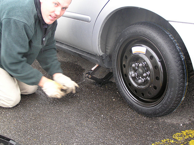 Man changing tire