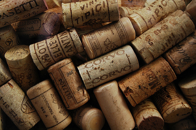 Assorted corks in a pile