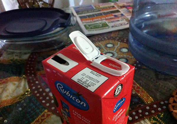 broth carton with opening on the wrong side