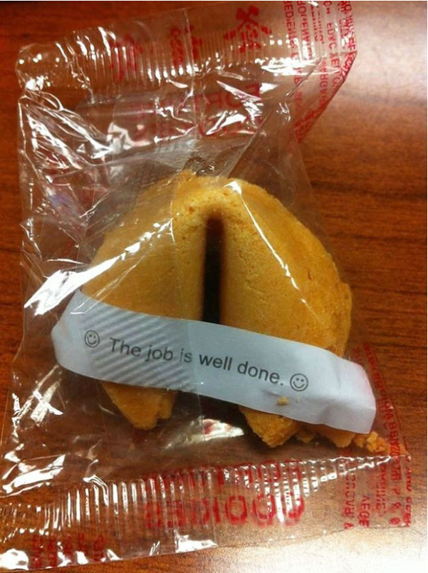 fortune cookie with ironic fortune