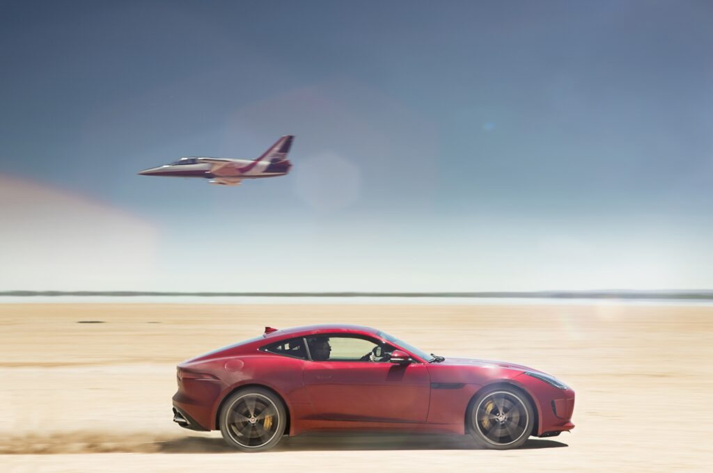 2016 Jaguar F-Type in red in desert