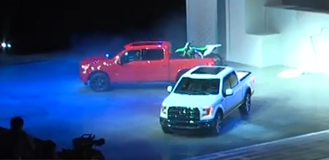 red and white ford f-150 pickup trucks truck