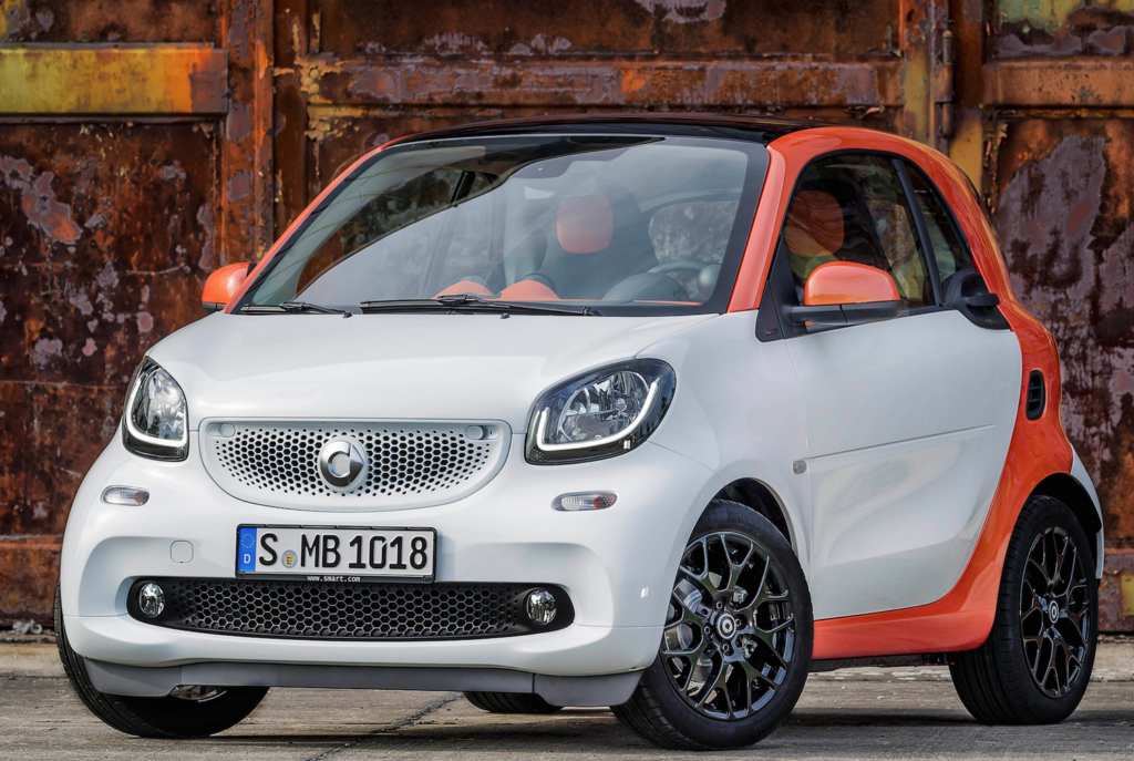 orange and grey smart fortwo car