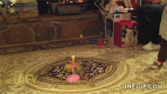 toy flying into fireplace