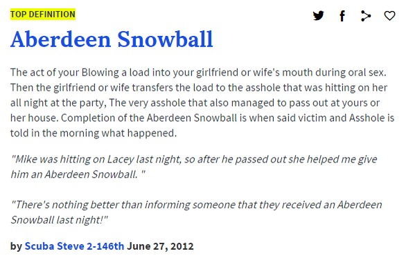 Aberdeen Snowball urban dictionary