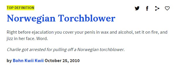 Norwegian Torchblower urban dictionary
