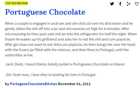 Portuguese Chocolate urban dictionary