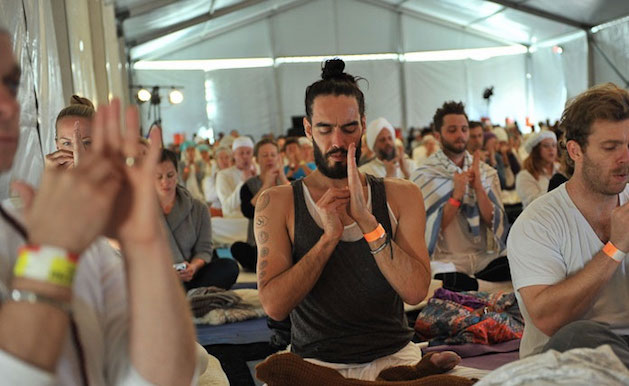 russell brand doing yoga