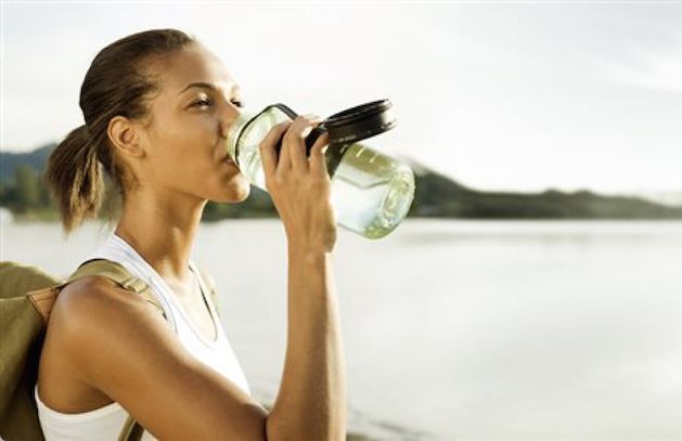 woman drinking water