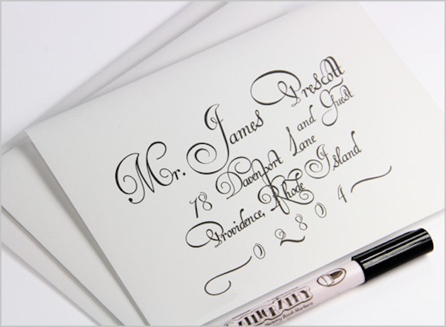 calligraphy script writing wedding envelope invitations