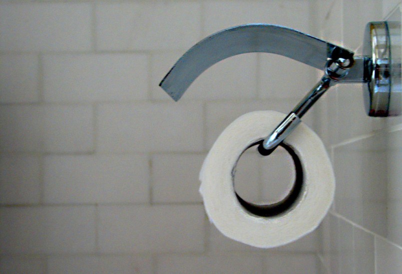toilet paper roll on roller