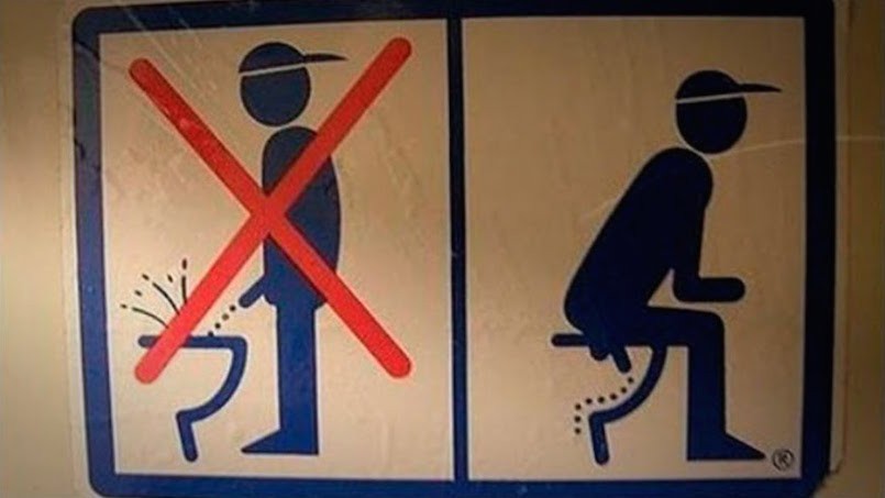 graphic of men standing and sitting to pee