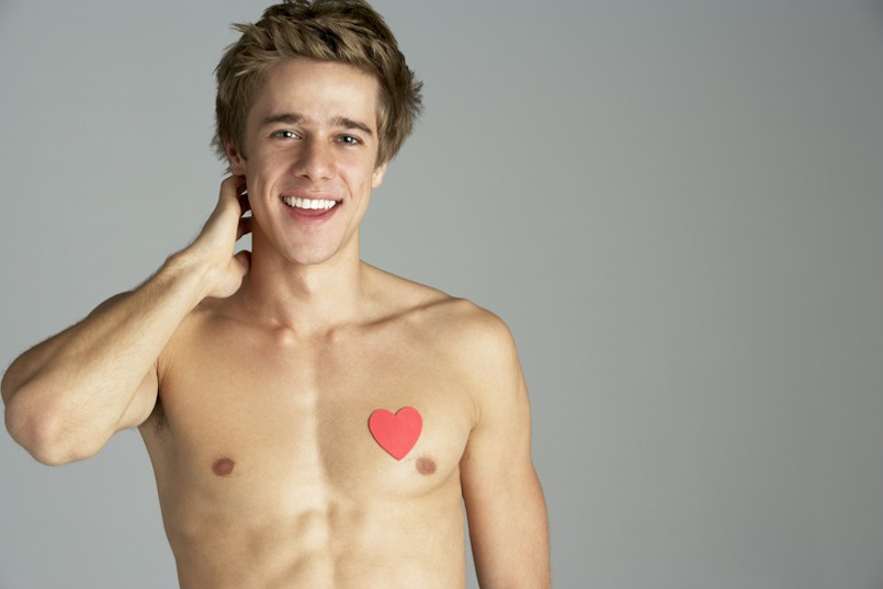 Semi Naked Young Man With Heart Shaped Symbol