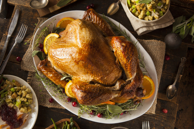 Whole Homemade Thanksgiving Turkey with All the Sides