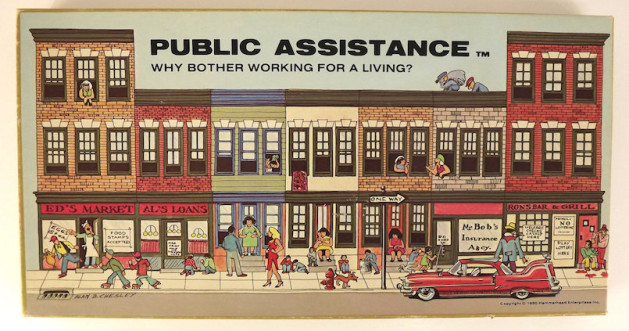 public assistance board game box