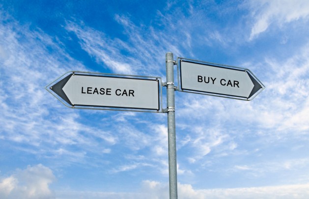 Road sign to lease and buy car