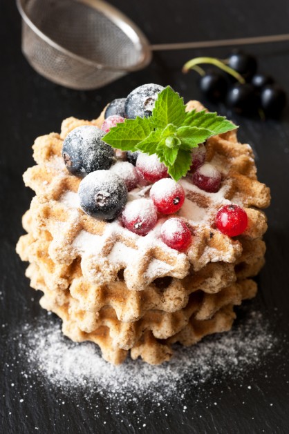 Sweet Waffles with black and red currant