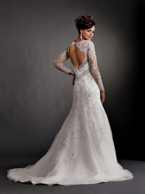 backless sheath wedding gown with lace