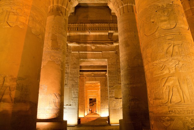 column in sobek temple, kom ombo, egypt