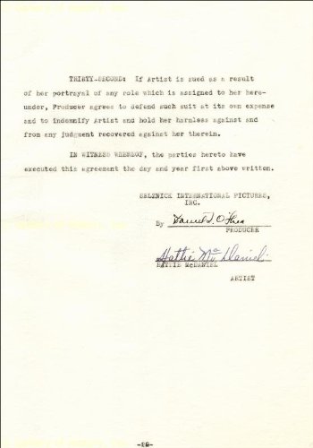 Hattie McDaniel Contract