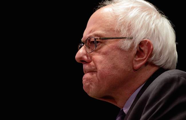 Democratic Presidential hopeful Senator Bernie Sanders of Vermont speaks during a campaign stop at the Town Hall Theater in New York City. photo by Trevor Collens