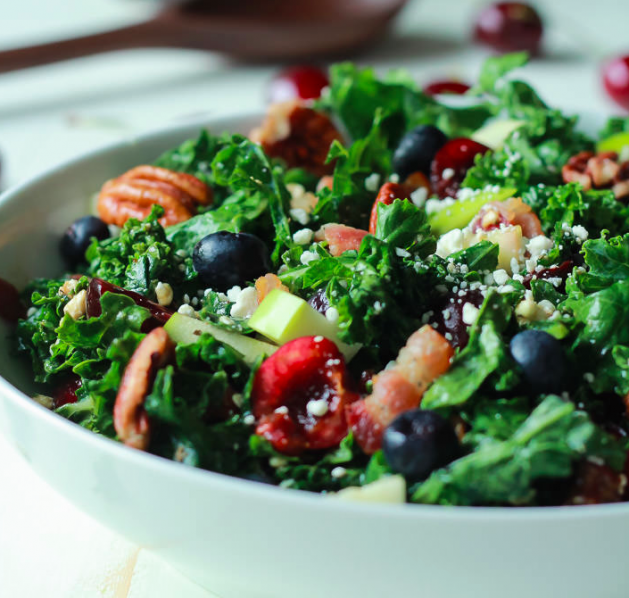 Cherry Summer Kale Salad with Balsamic Vinaigrette