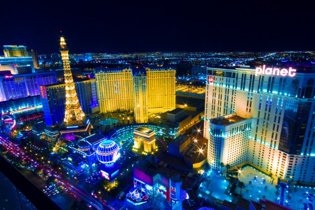 World famous Vegas Strip in Las Vegas, Nevada as seen at night