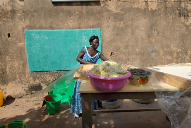 An African woman produces shea butter