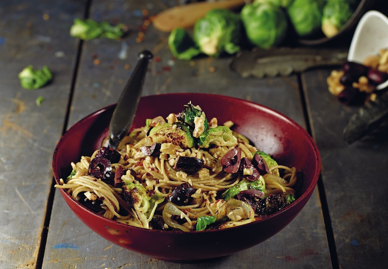olive angel hair pasta with brussels sprouts
