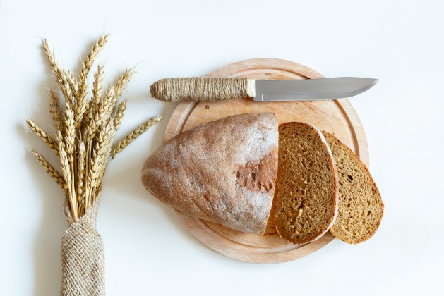 top view of the bread and wheat