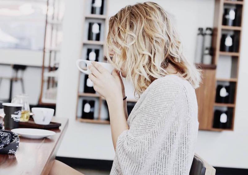 Barista parlor instagram image woman sipping coffee