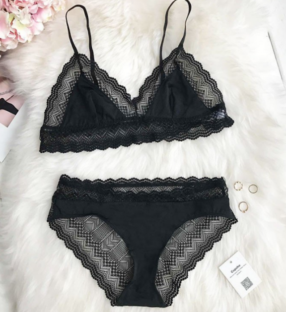 Valentines Day apparel lingerie in black