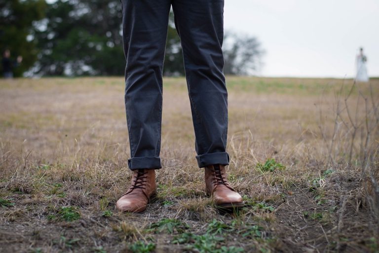 brown shoes with black pants